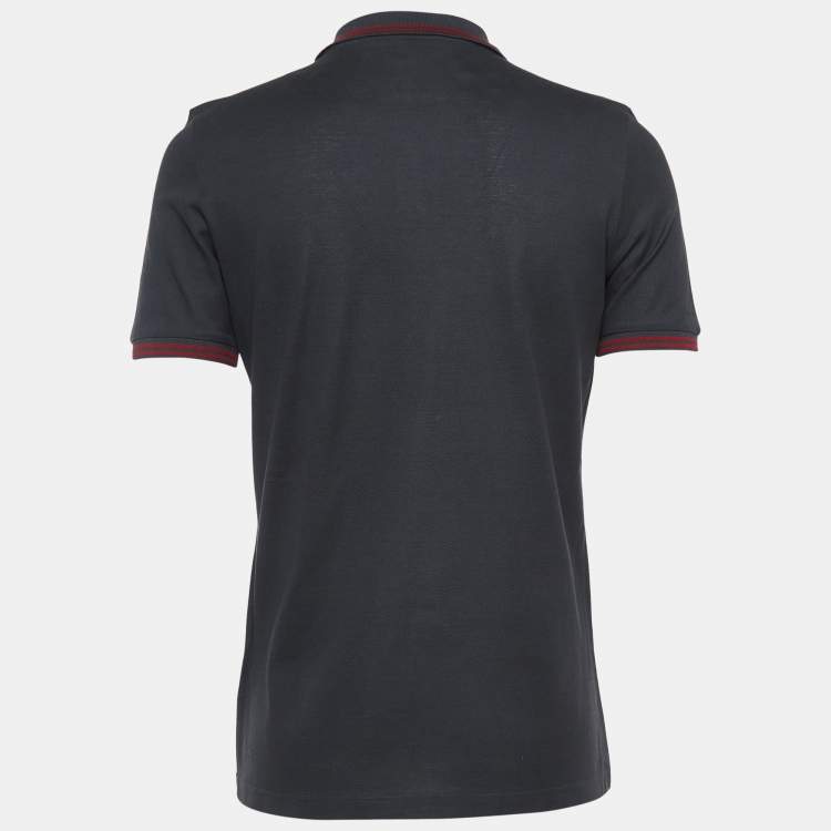 Pre Owned Salvatore Ferragamo Charcoal Grey Cotton Pique Polo T-Shirt M