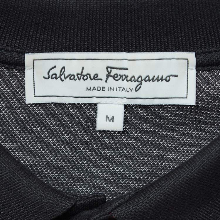 Pre Owned Salvatore Ferragamo Charcoal Grey Cotton Pique Polo T-Shirt M