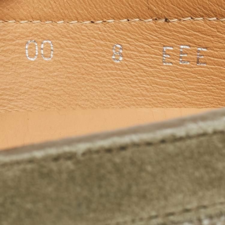 مملوكة مسبقًا Salvatore Ferragamo Grey/Green Suede and Leather Drivers Loafers Size 42