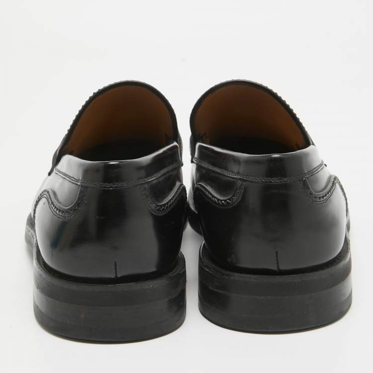 Pre Owned Salvatore Ferragamo Black Leather Gancini Bit Loafers Size 42
