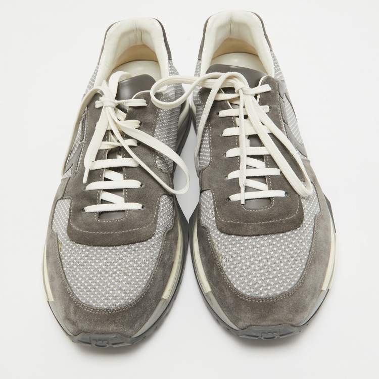 Pre Owned Salvatore Ferragamo Grey Suede and Canvas Brooklyn 2 Sneakers Size 44