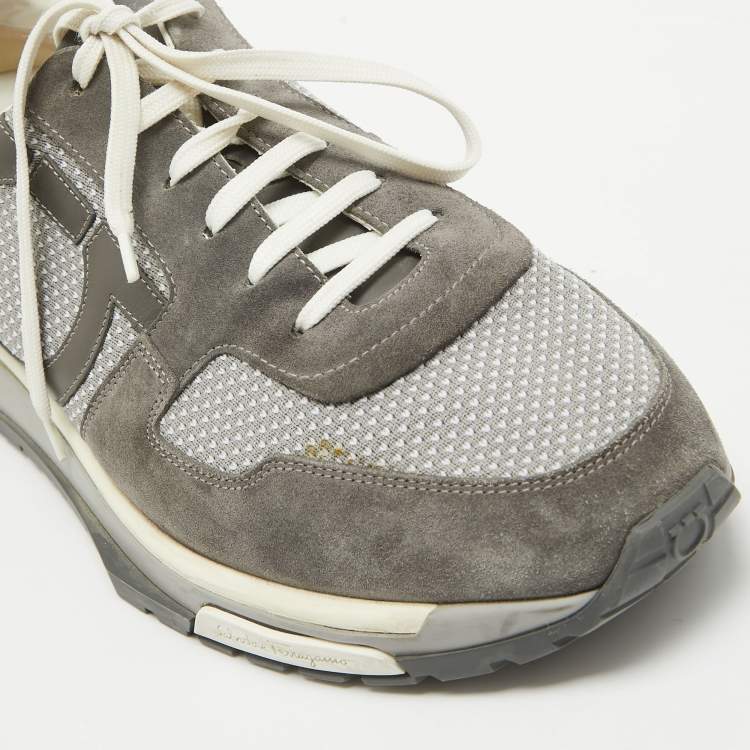 Pre Owned Salvatore Ferragamo Grey Suede and Canvas Brooklyn 2 Sneakers Size 44