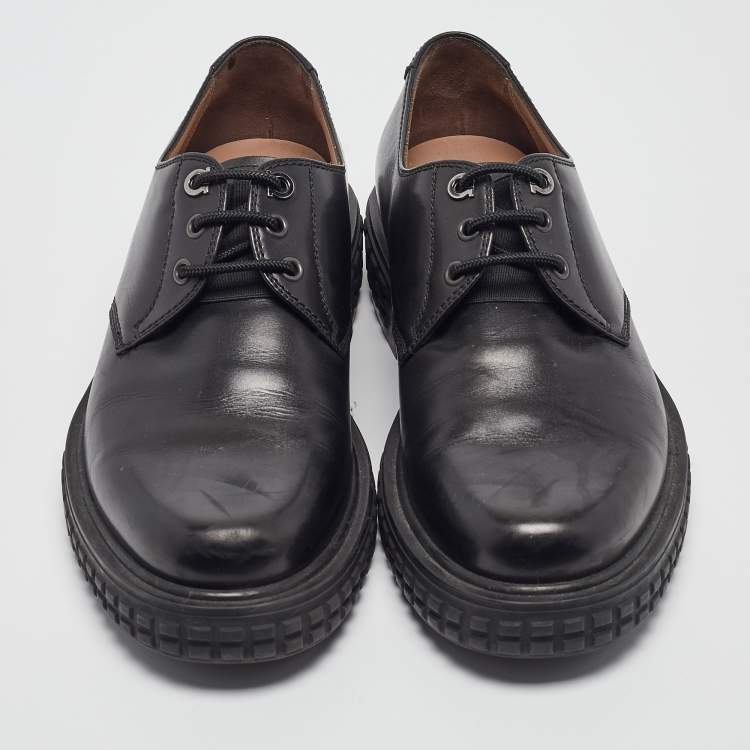 Pre Owned Salvatore Ferragamo Black Leather Lace Up Derby Size 41