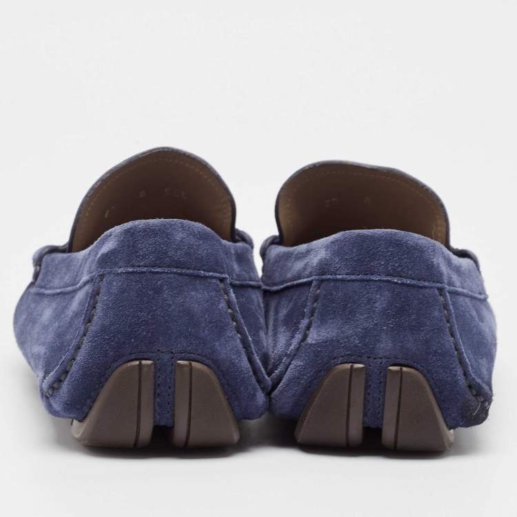 Pre Owned Salvatore Ferragamo Navy Blue Suede Driver Loafers Size 42