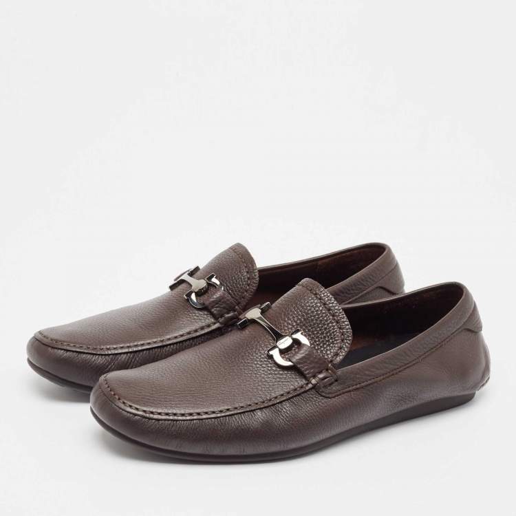 Pre Owned Salvatore Ferragamo Brown Leather Gaiano Loafers Size 43