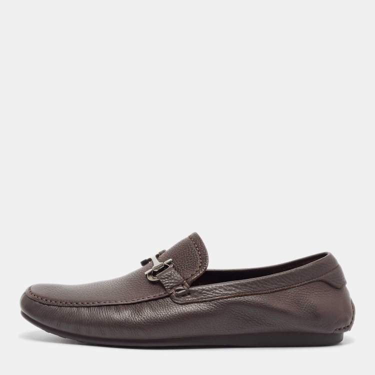 Pre Owned Salvatore Ferragamo Brown Leather Gaiano Loafers Size 43