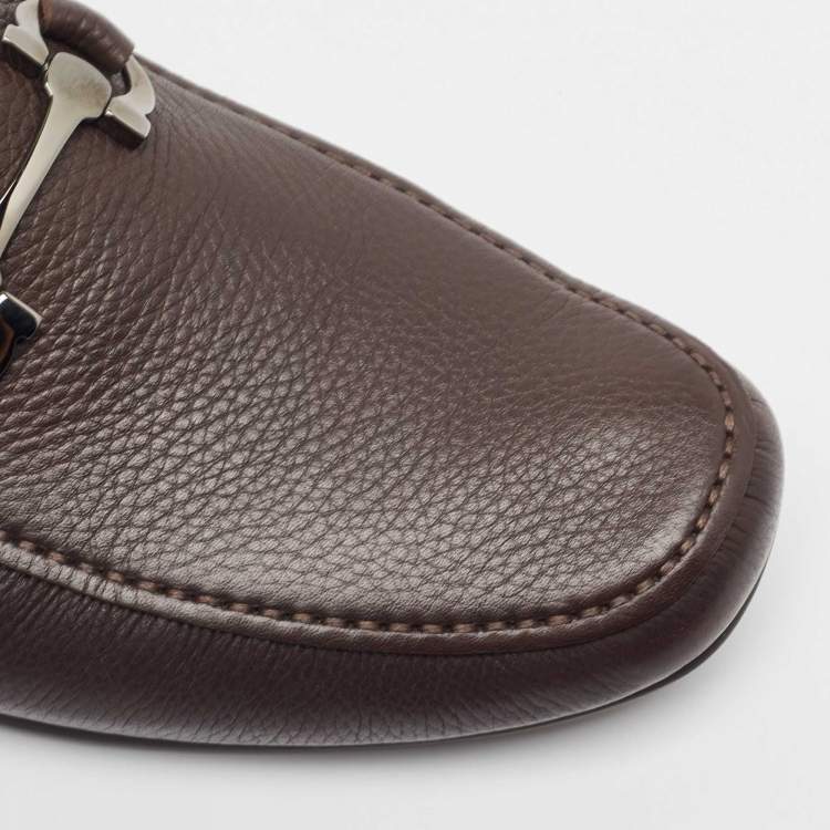 Pre Owned Salvatore Ferragamo Brown Leather Gaiano Loafers Size 43