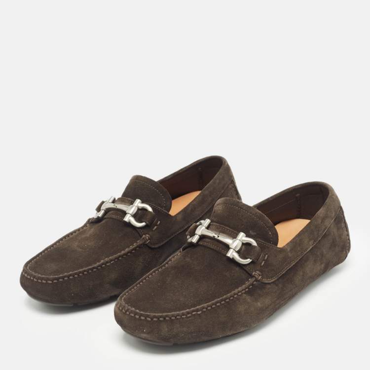 Pre Owned Salvatore Ferragamo Brown Suede Parigi Loafers Size 42