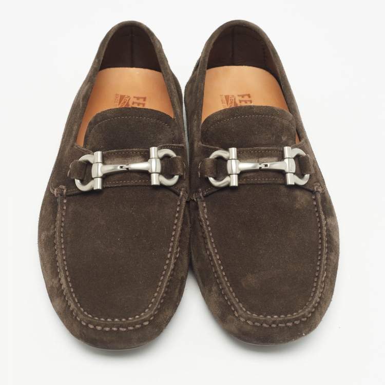 Pre Owned Salvatore Ferragamo Brown Suede Parigi Loafers Size 42