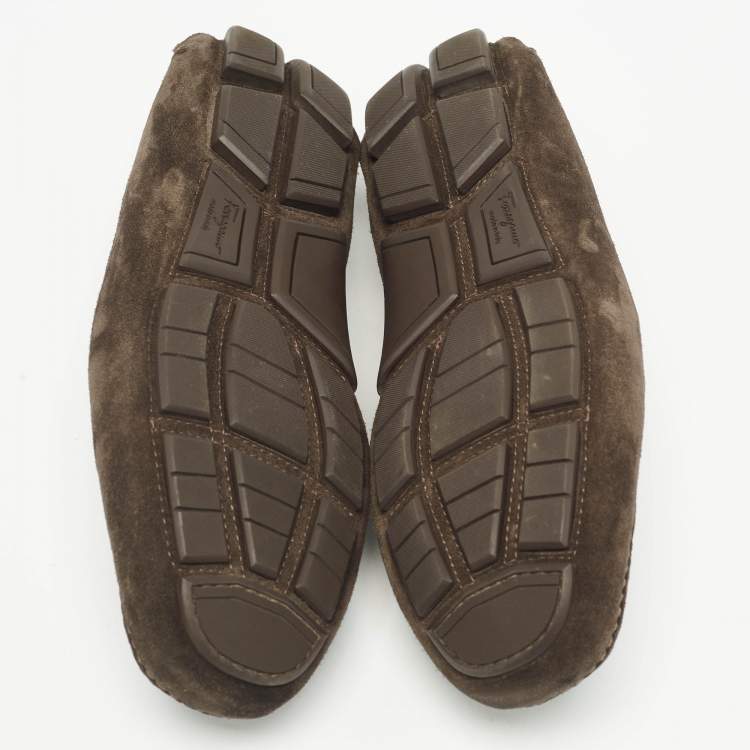Pre Owned Salvatore Ferragamo Brown Suede Parigi Loafers Size 42