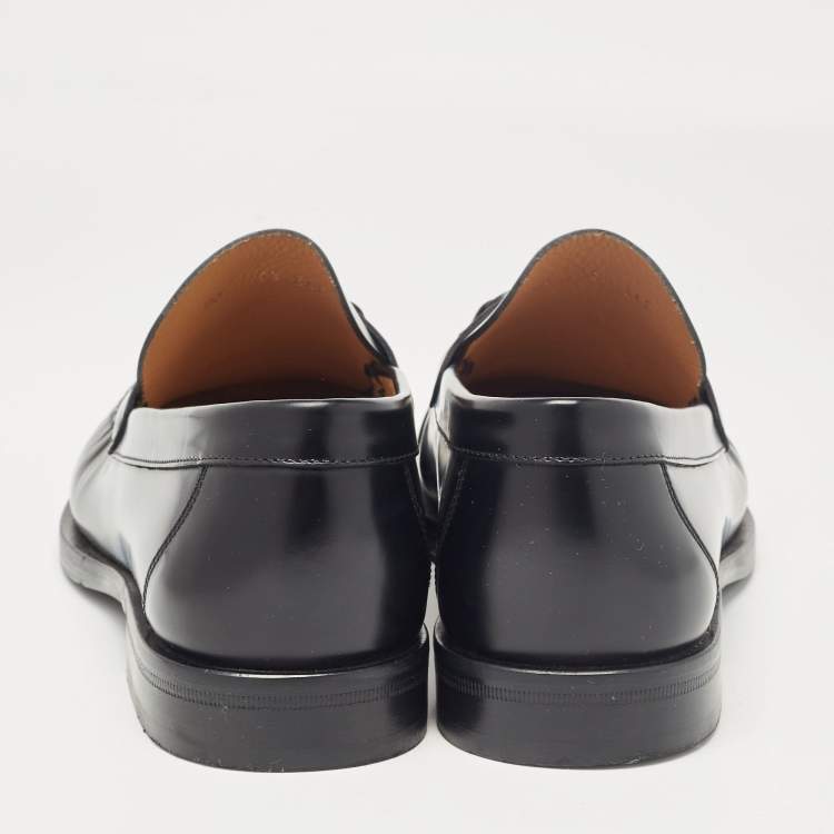 Pre Owned Salvatore Ferragamo Black Leather Fort Gancini Loafers Size 43.5