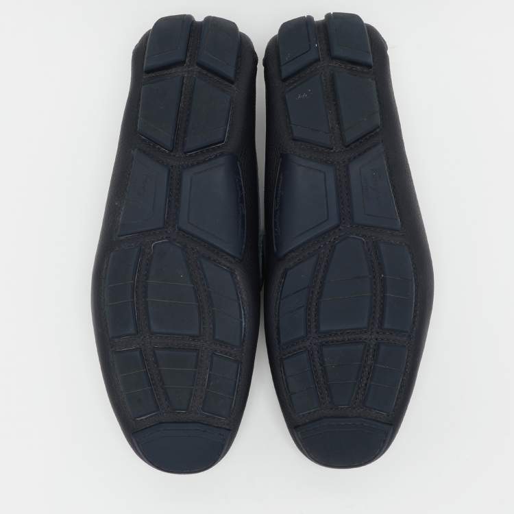 Pre Owned Salvatore Ferragamo Blue Leather Braided Gancini Loafers Size 43.5