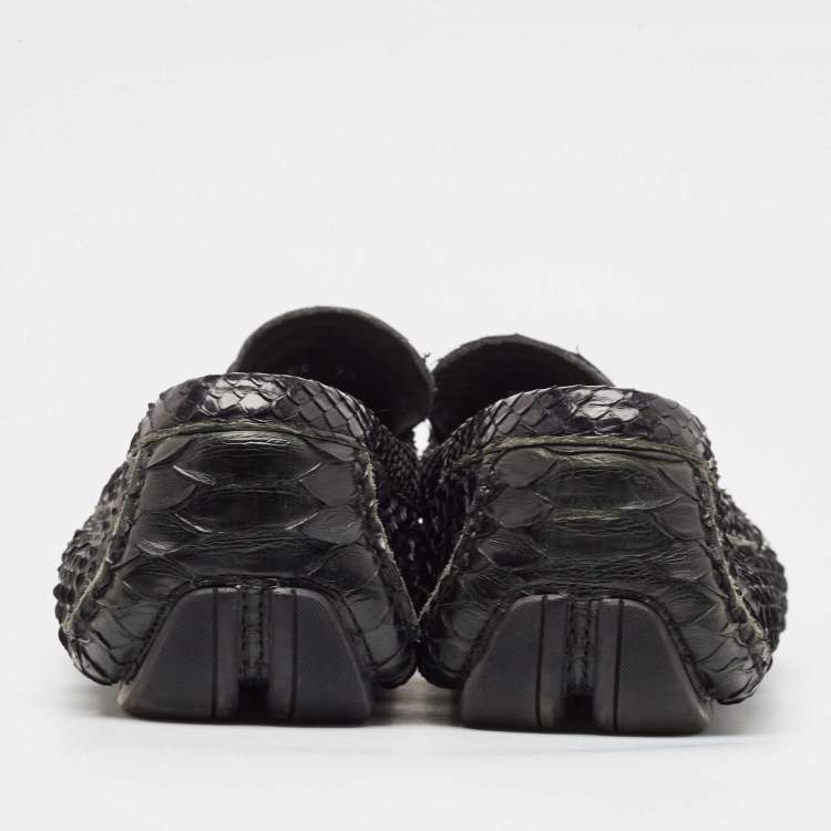 Pre Owned Salvatore Ferragamo Black Python Leather Mason Loafers Size 43.5