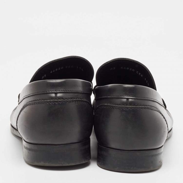 Pre Owned Salvatore Ferragamo Black Leather Gancini Loafers Size 45.5