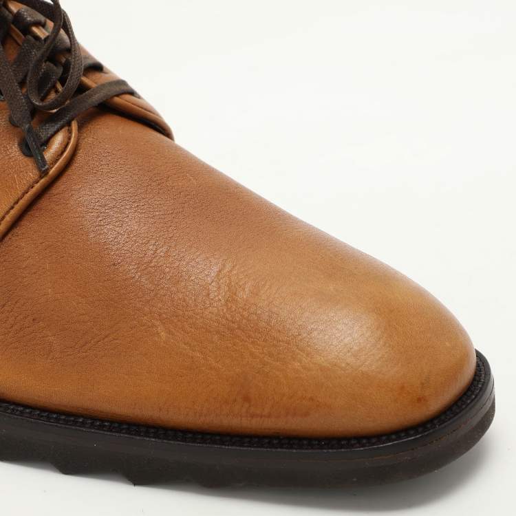 Pre Owned Salvatore Ferragamo Brown Leather Lace Up Derby Size 44