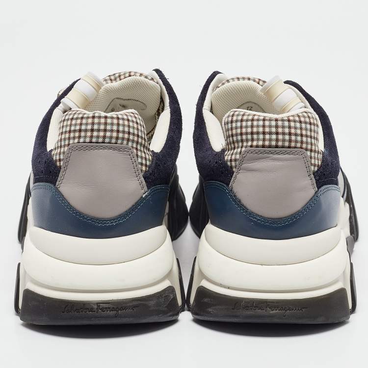 Pre Owned Salvatore Ferragamo Multicolor Leather and Fabric Booster Low Top Sneakers Size 40