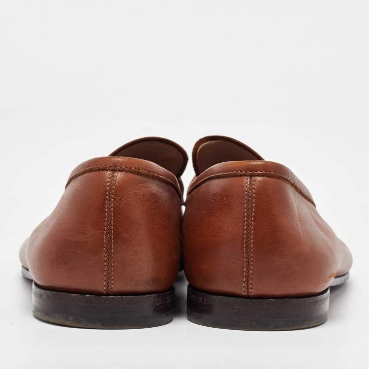 Pre Owned Salvatore Ferragamo Brown Leather Gancini Bit Penny Loafers Size 44