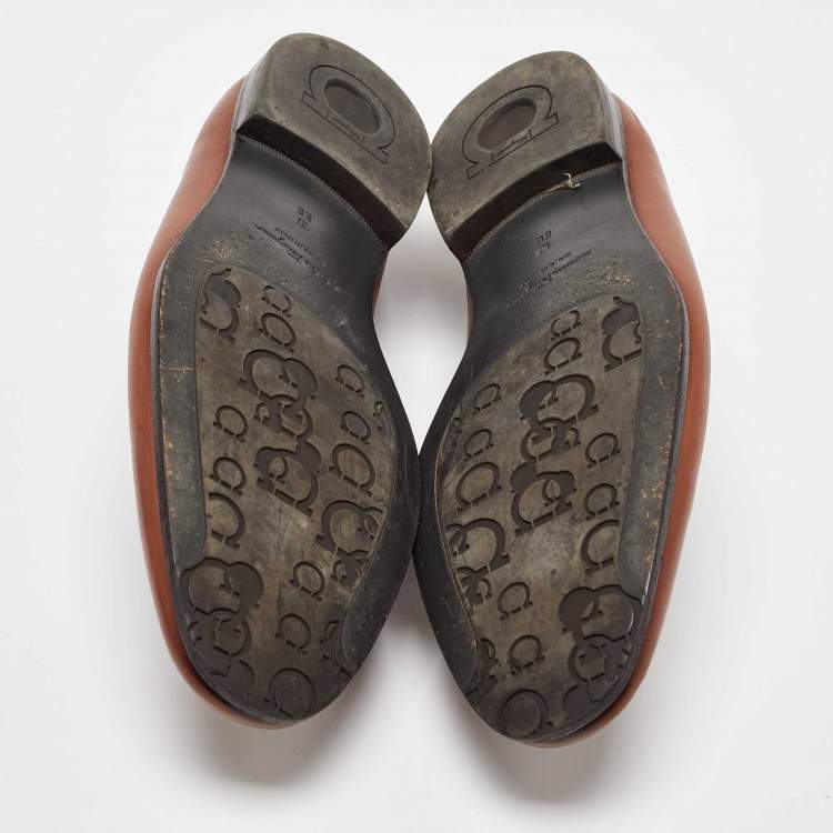 Pre Owned Salvatore Ferragamo Brown Leather Gancini Bit Penny Loafers Size 44