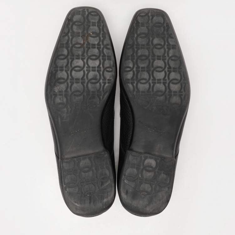 Pre Owned Salvatore Ferragamo Black Leather Gancini Loafers Size 44