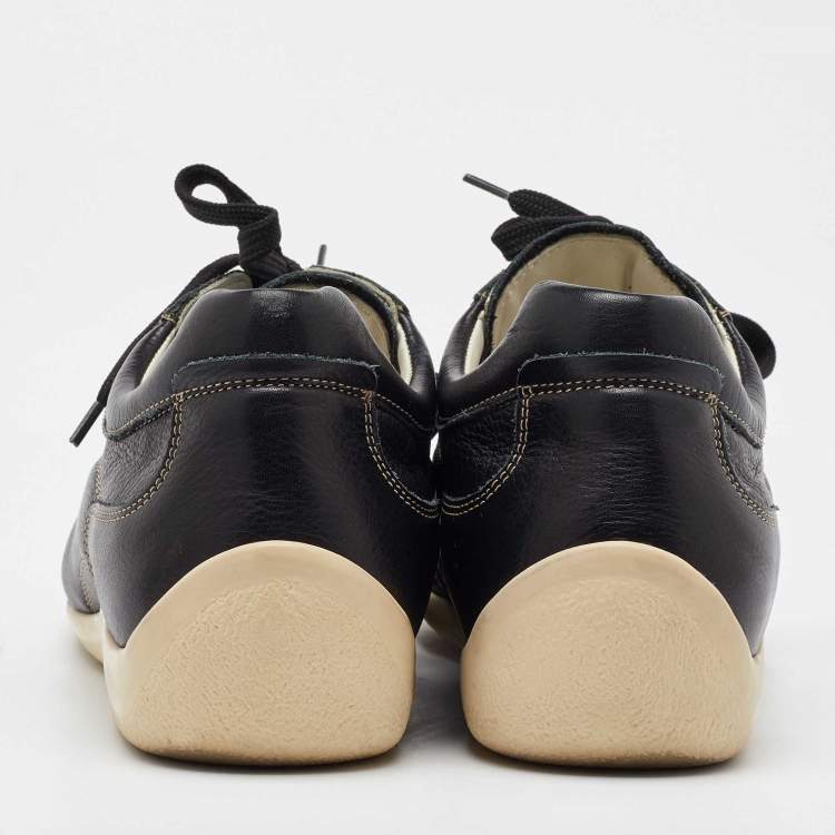 Pre Owned Salvatore Ferragamo Black Leather Low Top Sneakers Size 41.5