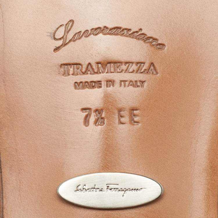 Pre Owned Salvatore Ferragamo Dark Brown Leather Lace Up Oxfords Size 41.5