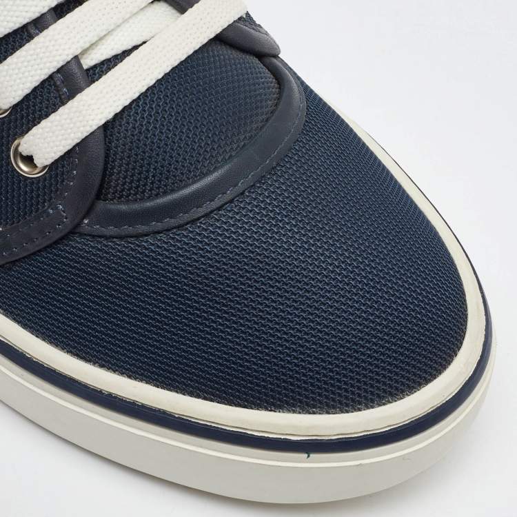 Pre Owned Salvatore Ferragamo Navy Blue Technical Fabric Low Top Sneakers Size 41.5