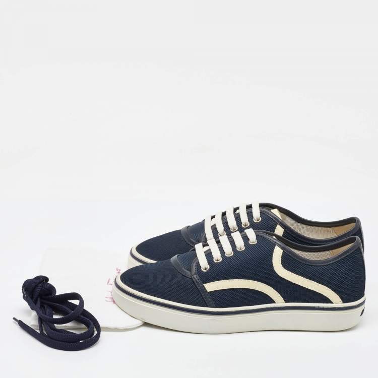 Pre Owned Salvatore Ferragamo Navy Blue Technical Fabric Low Top Sneakers Size 41.5