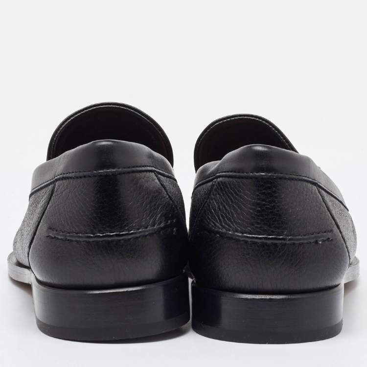 Pre Owned Salvatore Ferragamo Black Leather Slip On Loafers Size 41.5