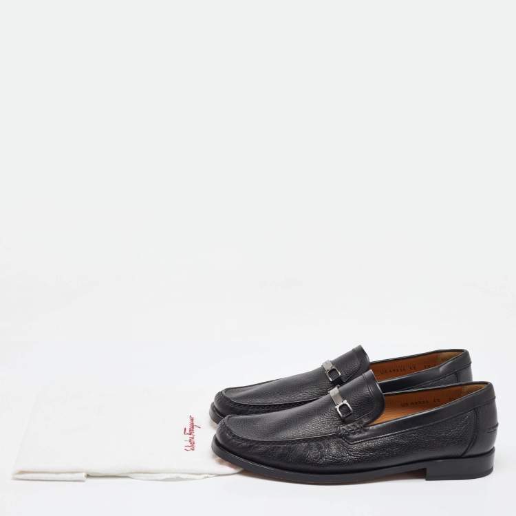 Pre Owned Salvatore Ferragamo Black Leather Slip On Loafers Size 41.5