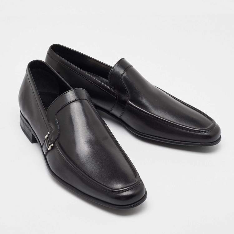 Pre Owned Salvatore Ferragamo Black Leather Penny Loafers Size 41.5