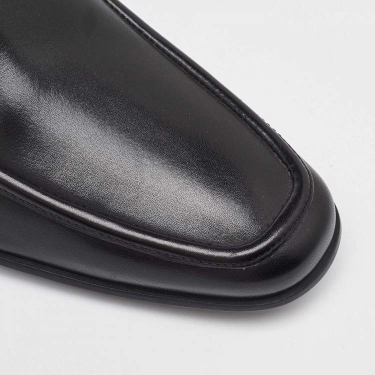 Pre Owned Salvatore Ferragamo Black Leather Penny Loafers Size 41.5
