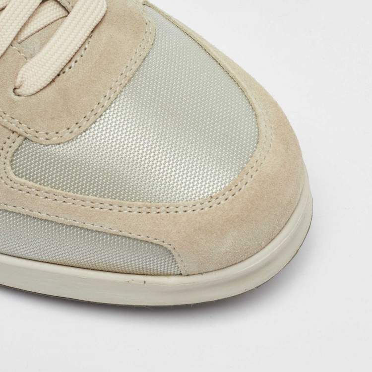 Pre Owned Salvatore Ferragamo Multicolor Fabric and Suede Low Top Sneakers Size 41.5