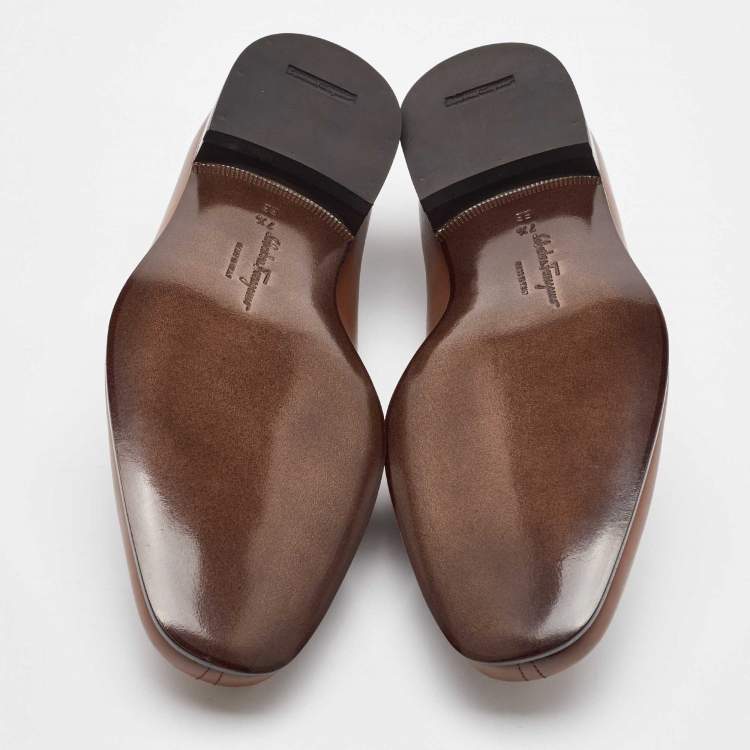Pre Owned Salvatore Ferragamo Tan Leather Slip On Loafers Size 41.5