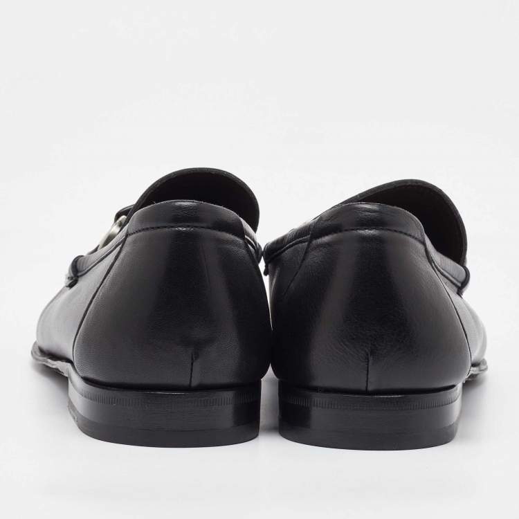 Pre Owned Salvatore Ferragamo Black Leather Gancini Loafers Size 41.5
