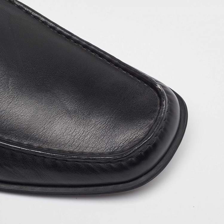 Pre Owned Salvatore Ferragamo Black Leather Gancini Loafers Size 41.5