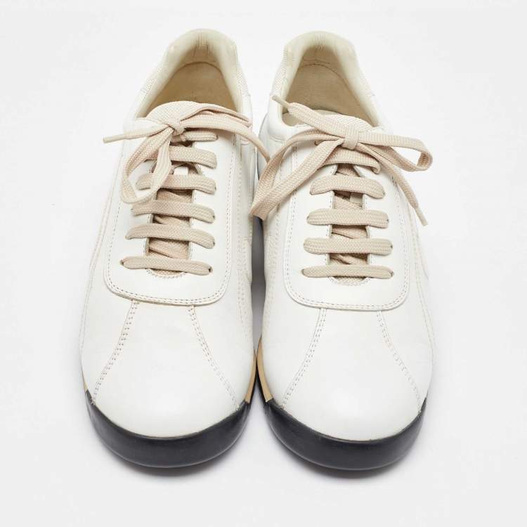 Pre Owned Salvatore Ferragamo White Leather Low Top Sneakers Size 41.5