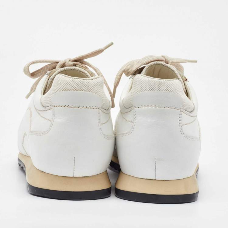 Pre Owned Salvatore Ferragamo White Leather Low Top Sneakers Size 41.5