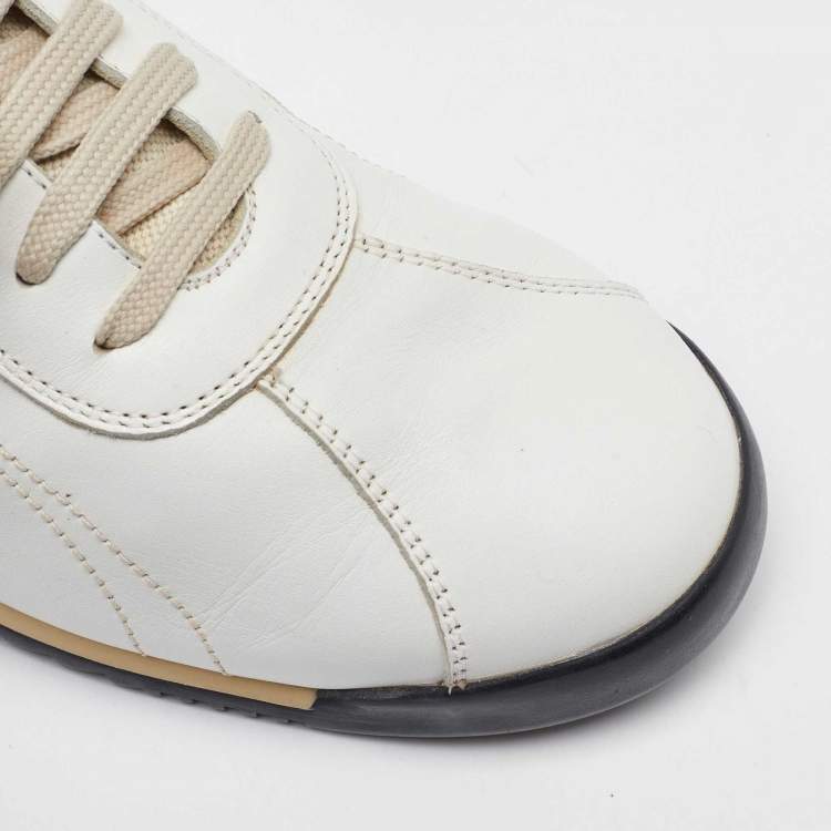 Pre Owned Salvatore Ferragamo White Leather Low Top Sneakers Size 41.5