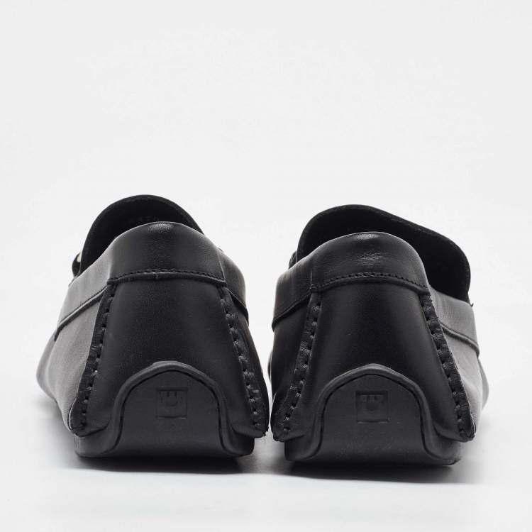 Pre Owned Salvatore Ferragamo Black Leather Slip On Gancini Loafers Size 41.5