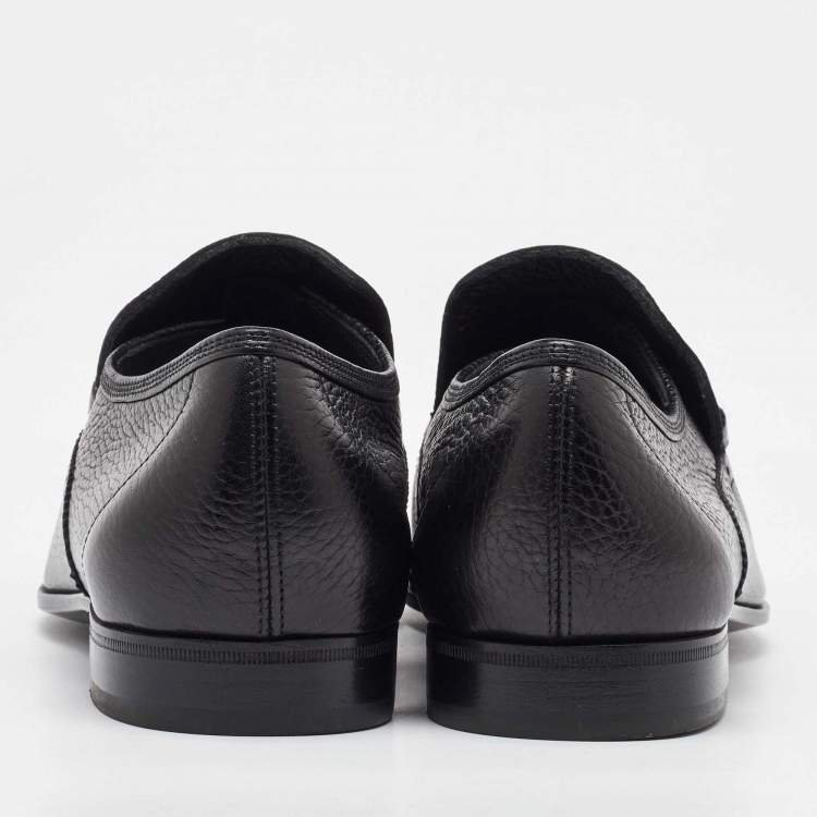 Pre Owned Salvatore Ferragamo Black Leather Slip On Penny Loafers Size 41.5