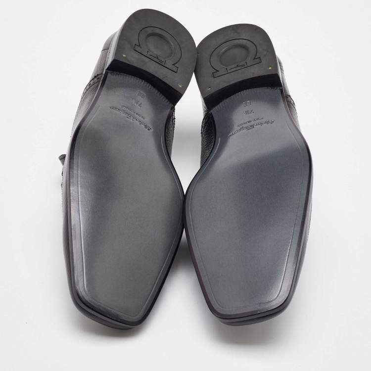 Pre Owned Salvatore Ferragamo Black Leather Slip On Penny Loafers Size 41.5