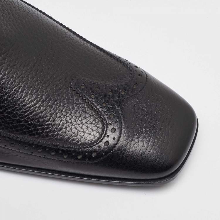Pre Owned Salvatore Ferragamo Black Leather Slip On Penny Loafers Size 41.5