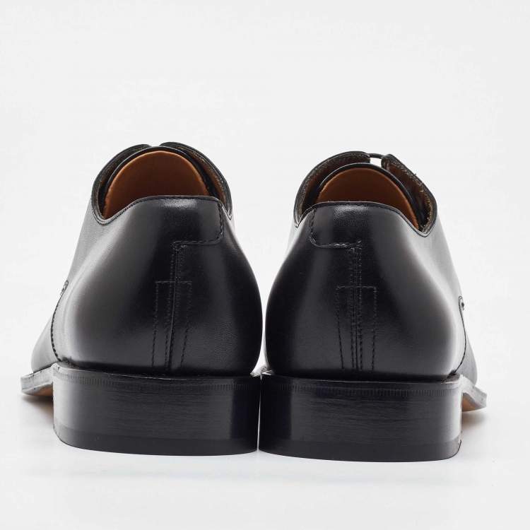Pre Owned Salvatore Ferragamo Black Leather Lace Up Derby Size 41.5
