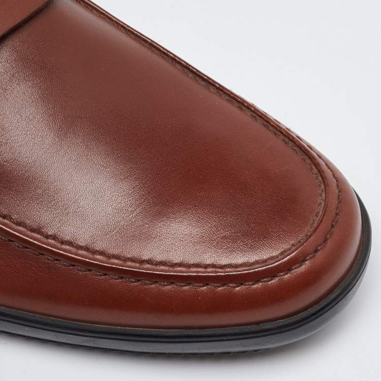 Pre Owned Salvatore Ferragamo Brown Leather Penny Loafers Size 41.5