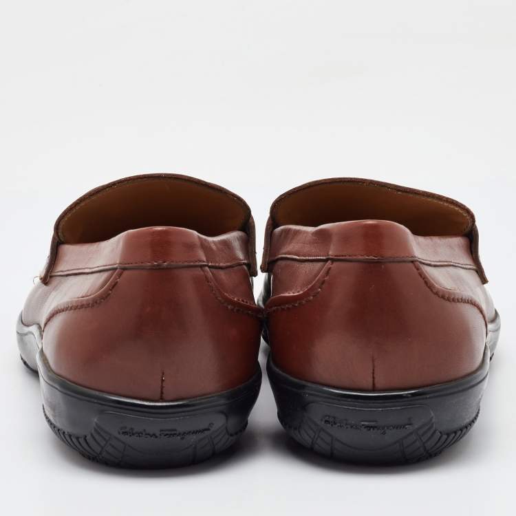Pre Owned Salvatore Ferragamo Brown Leather Penny Loafers Size 41.5