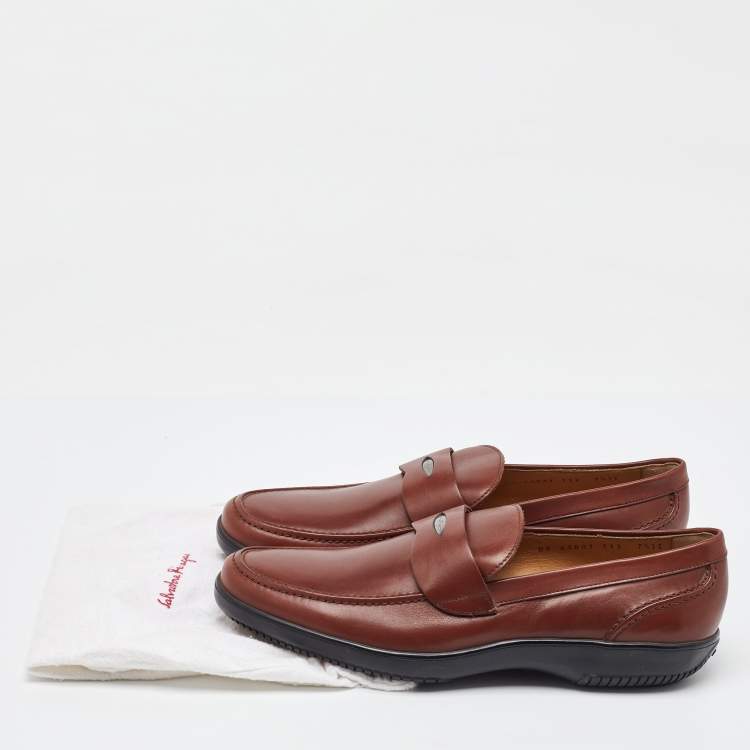 Pre Owned Salvatore Ferragamo Brown Leather Penny Loafers Size 41.5