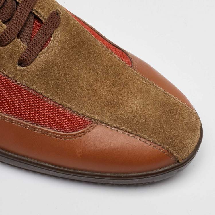 Pre Owned Salvatore Ferragamo Multicolor Suede and Fabric Low Top Sneakers Size 41.5