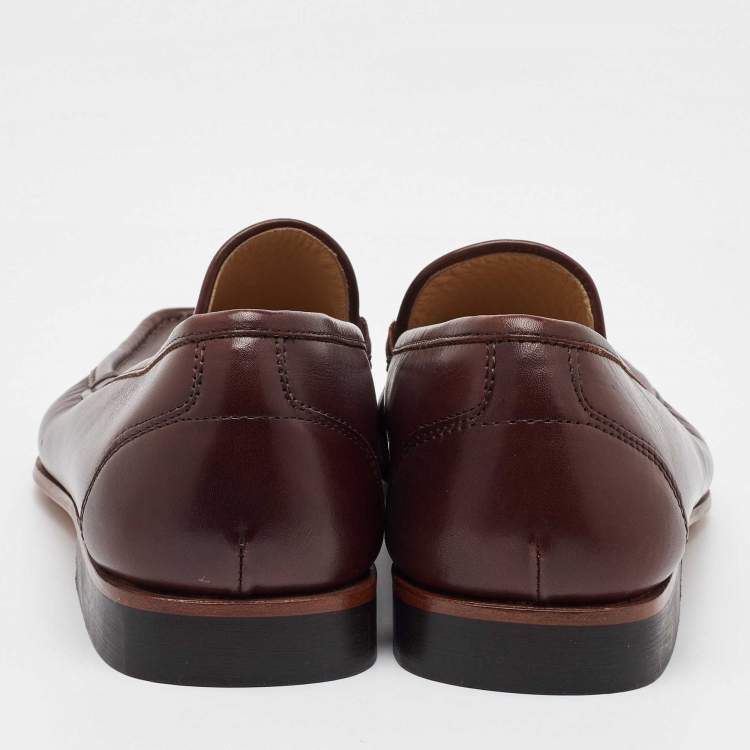 Pre Owned Salvatore Ferragamo Dark Brown Leather Slip On Loafers Size 41.5