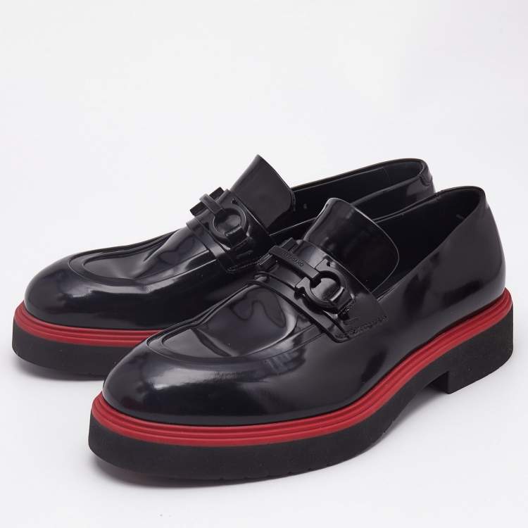 Pre Owned Salvatore Ferragamo Black Brushed Leather Fiorello Loafers Size 40