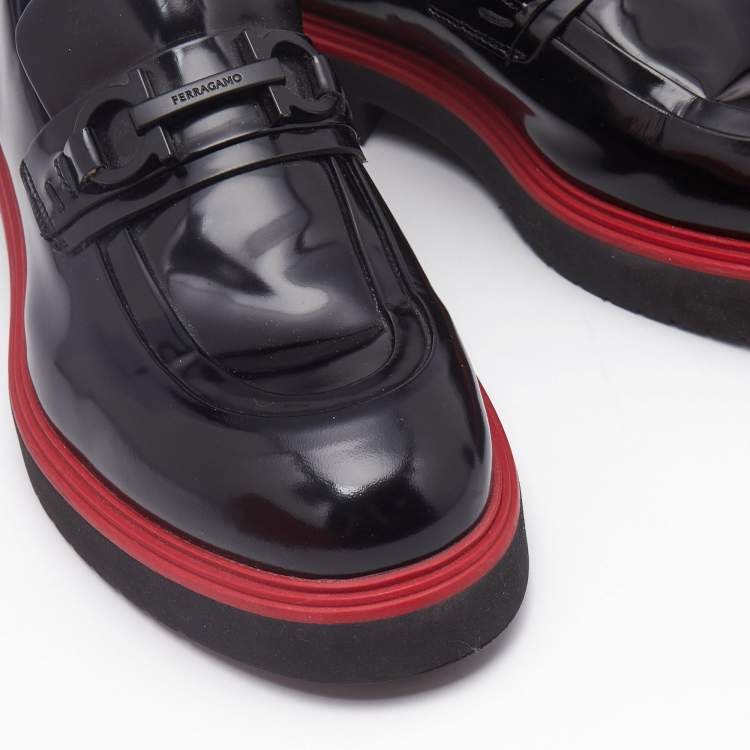 Pre Owned Salvatore Ferragamo Black Brushed Leather Fiorello Loafers Size 40